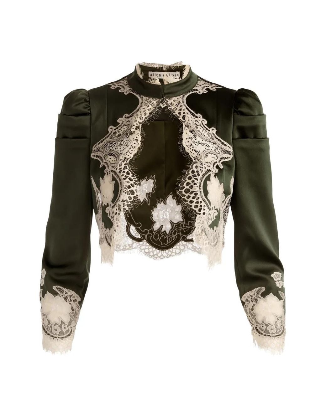 Alice + Olivia Black Thomasina Lace-Trim Jacket
