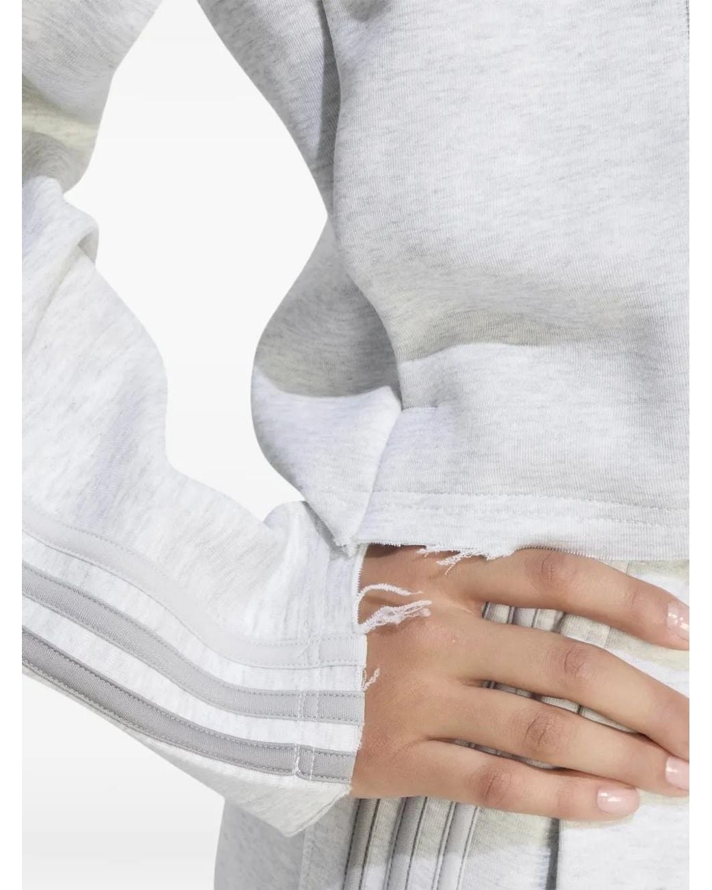 Adidas White Sst 2.0 Cropped Hoodie