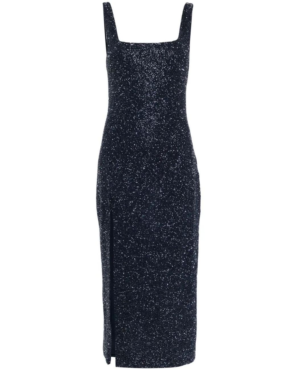 Staud Blue Le Sable Glitter Midi Dress