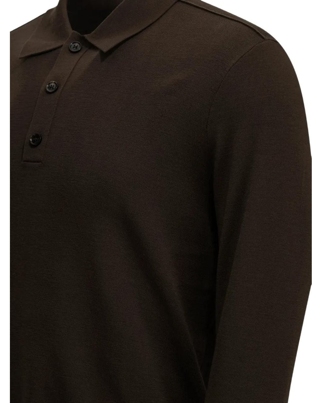 Burberry Black Long-Sleeve Wool Polo Shirt for men