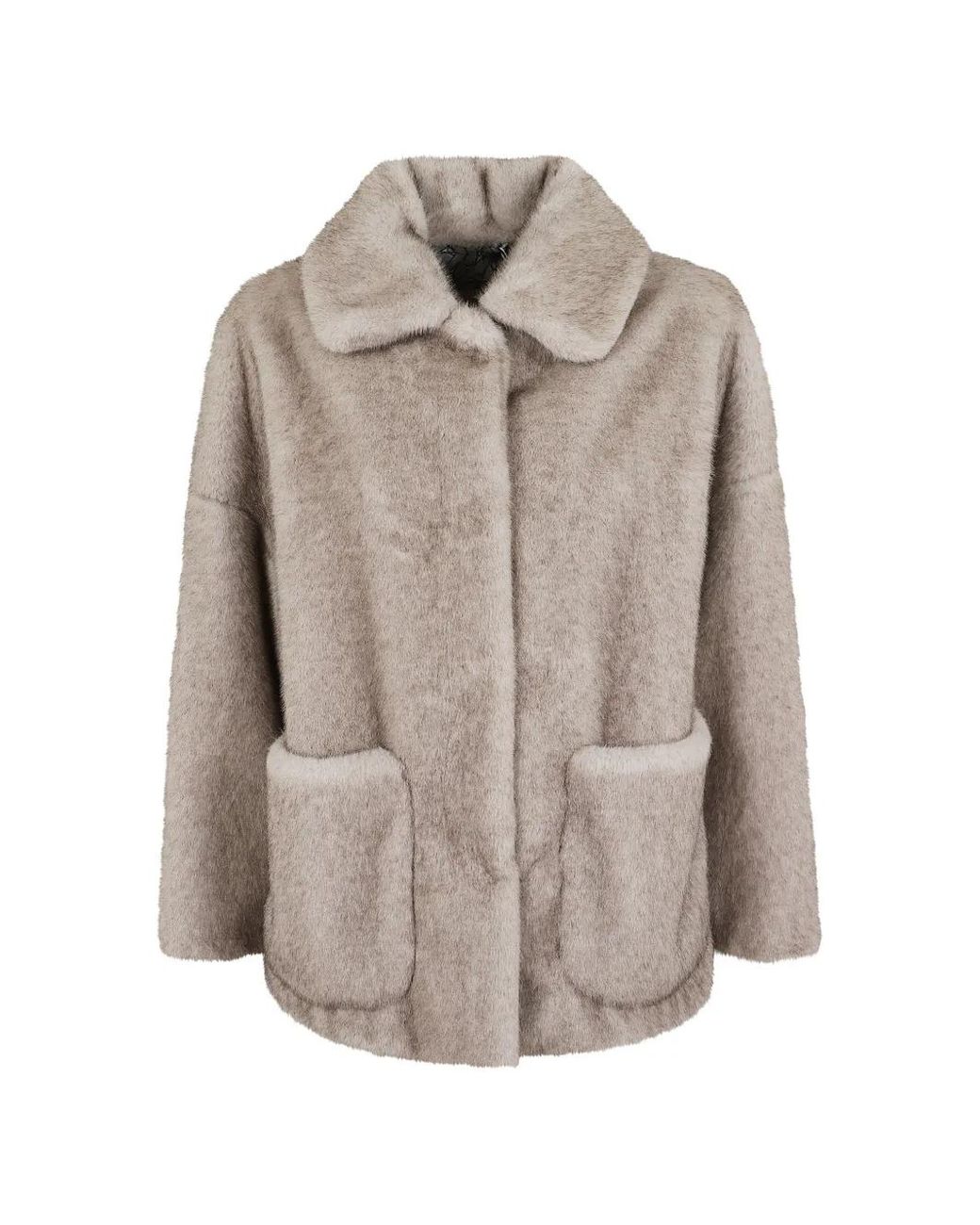 Herno Gray Veste En Fourrure Artificielle À Poches Plaquées