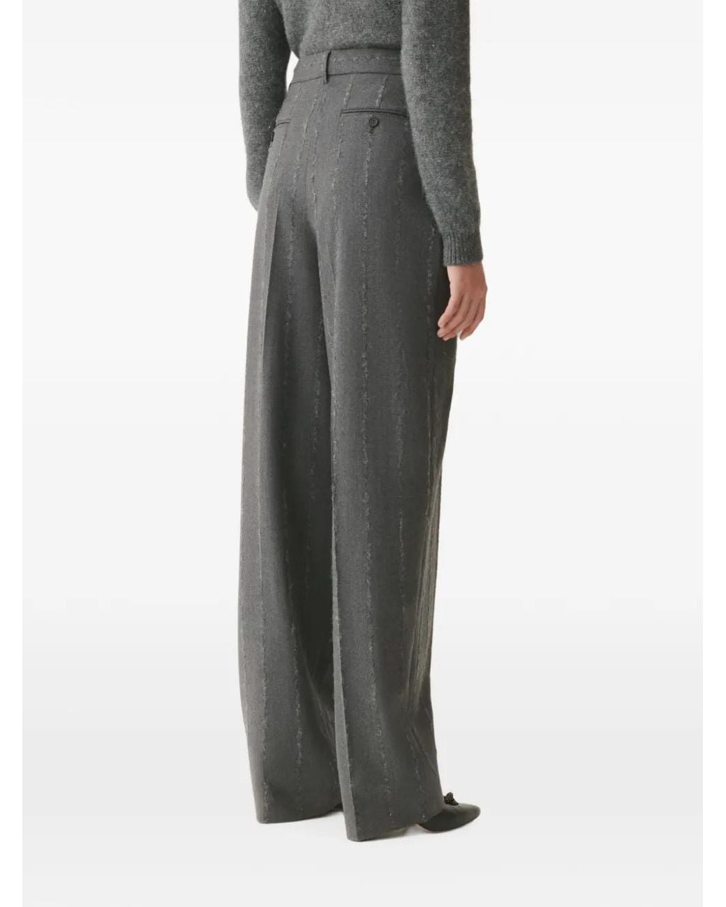 Fabiana Filippi Gray Pinstripe-Pattern Trousers
