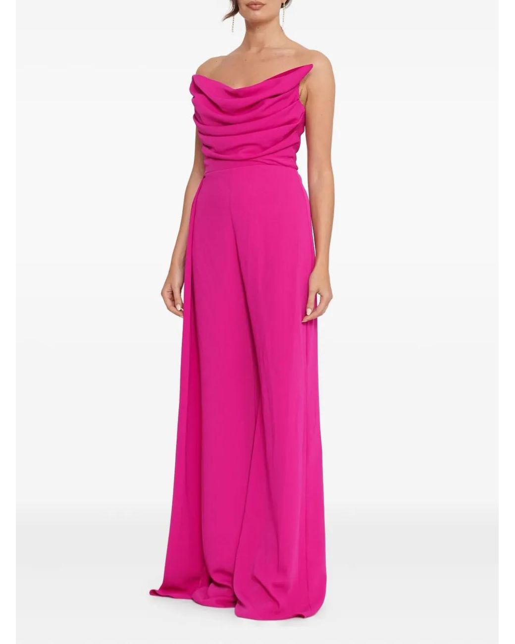 Forever Unique Pink Cowl-Neck Draped Jumpsuit