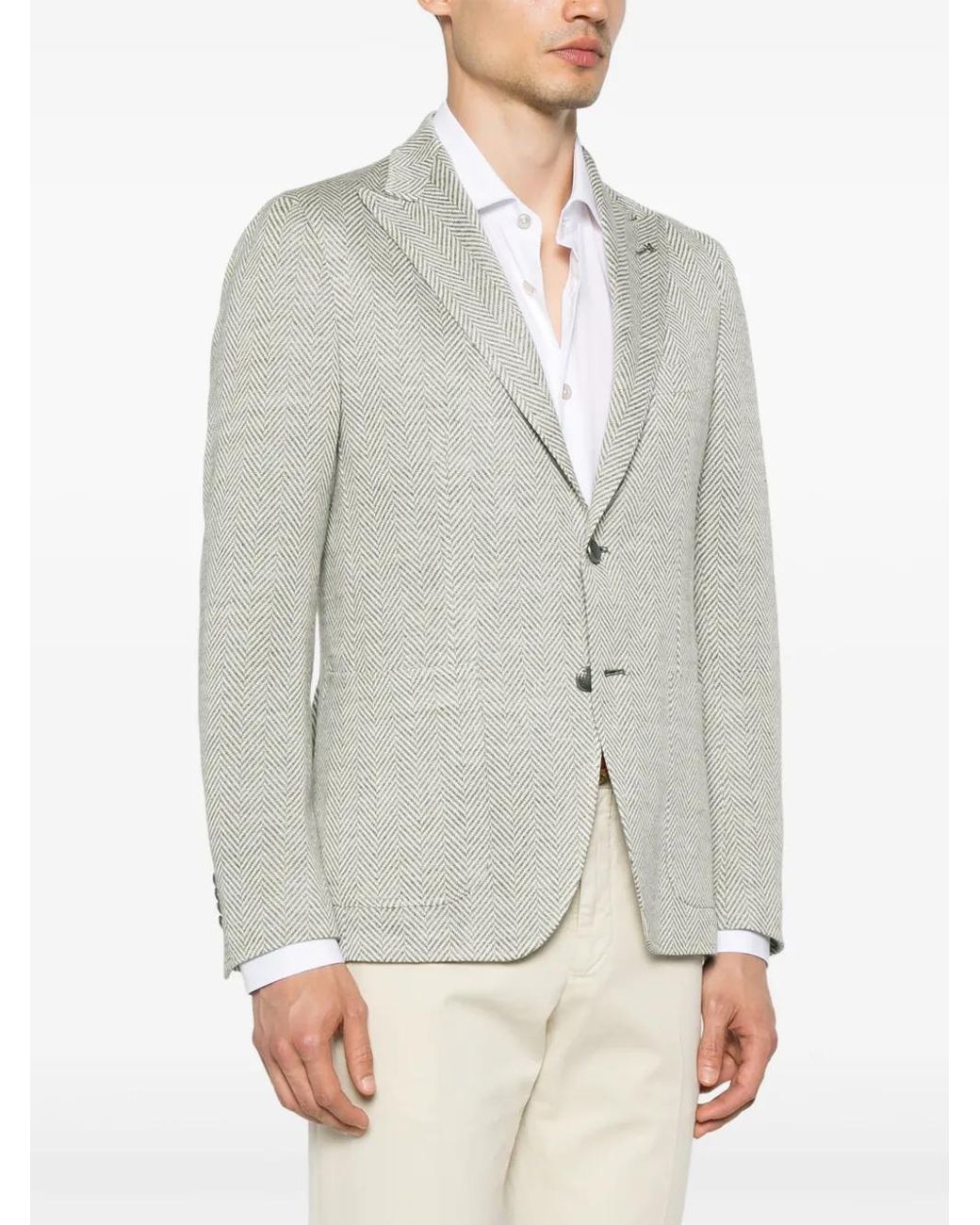 Tagliatore Gray Herringbone Blazer for men