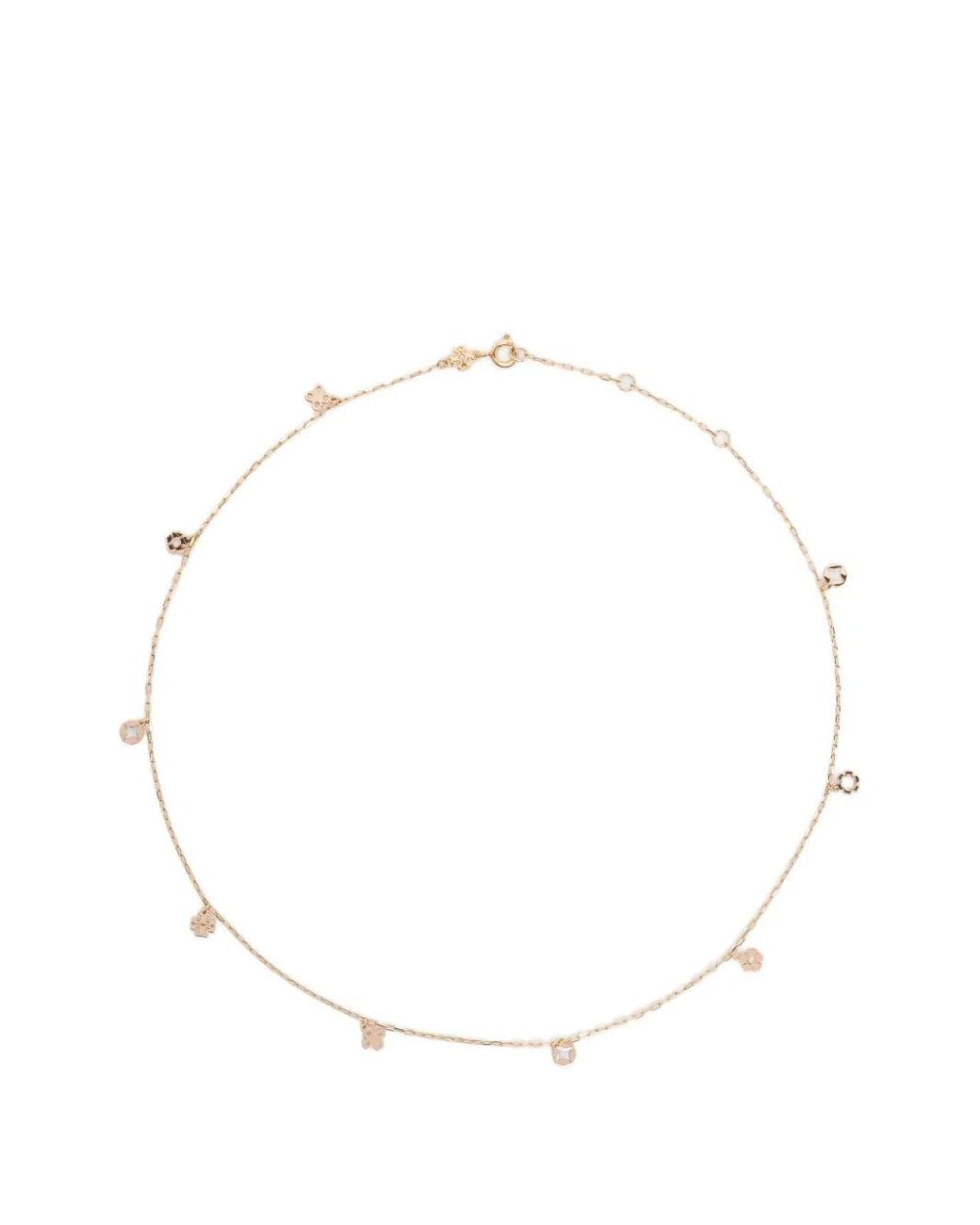 Tory Burch White Forget Me Not Charm Necklace
