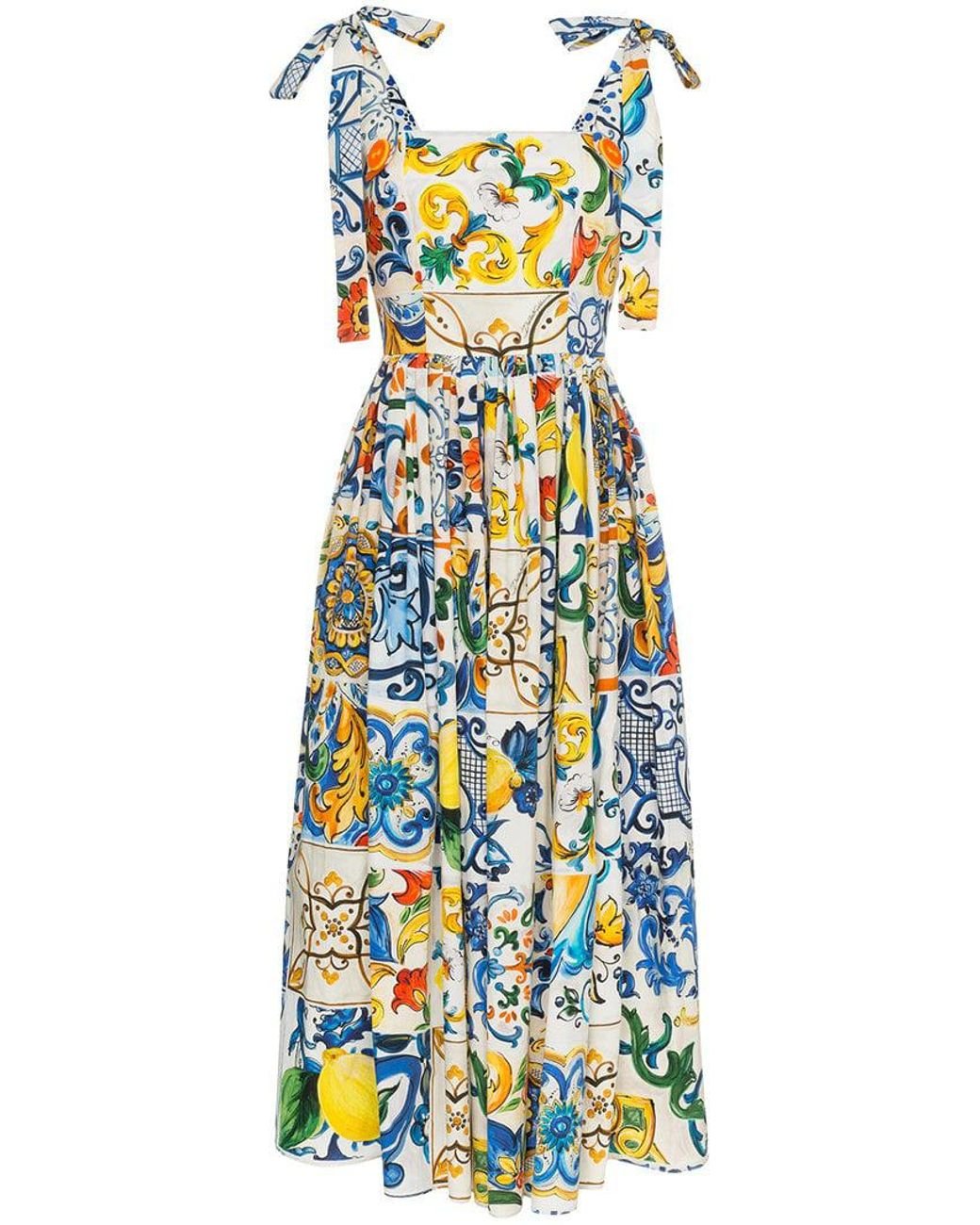 Dolce & Gabbana Majolica-print Midi Dress In Multicolour