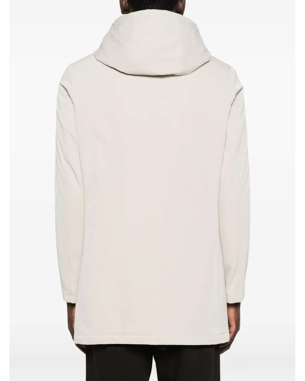 Profuomo White Hooded Parka Coat for men