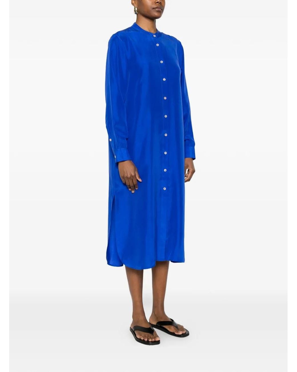 P.A.R.O.S.H. Blue Robe Mi-Longue À Boutonnière