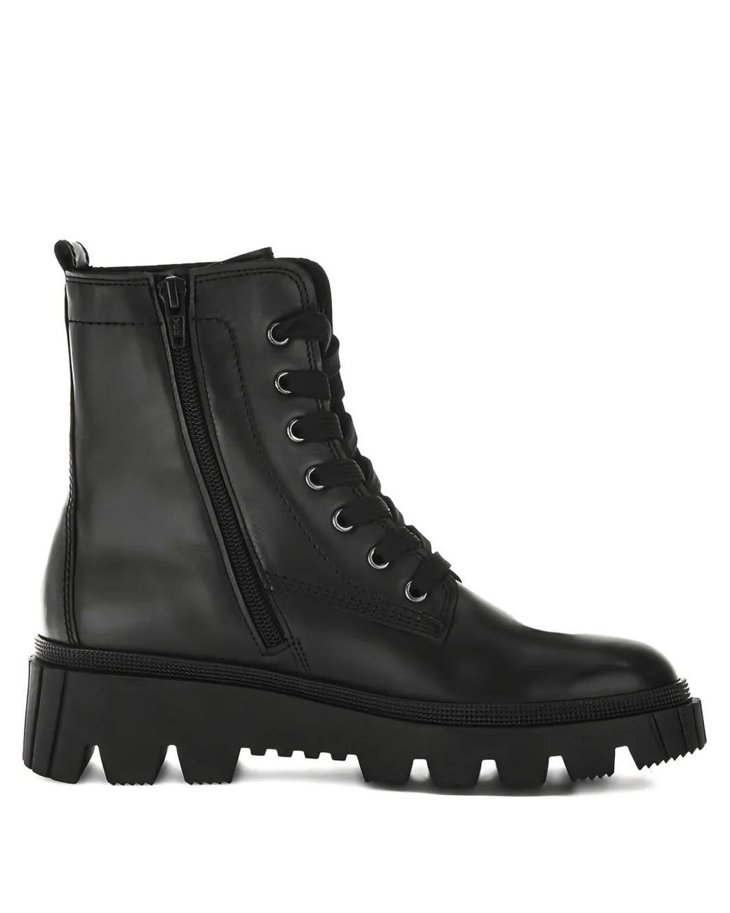 Gabor Black Lace-Up Combat Boots