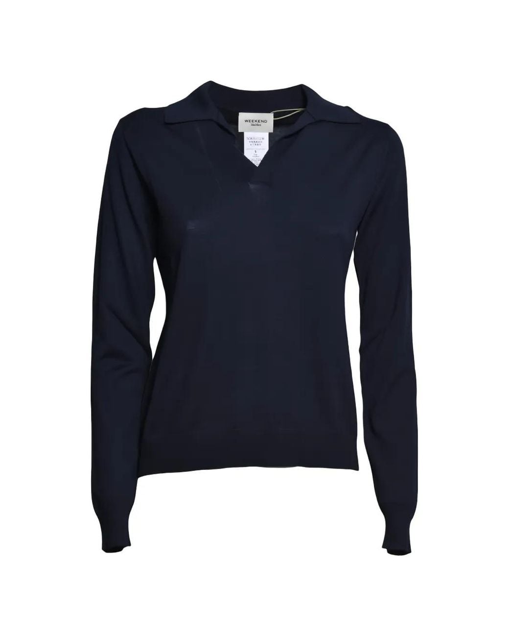 Weekend by Maxmara Blue Collared V-Neck Sweater