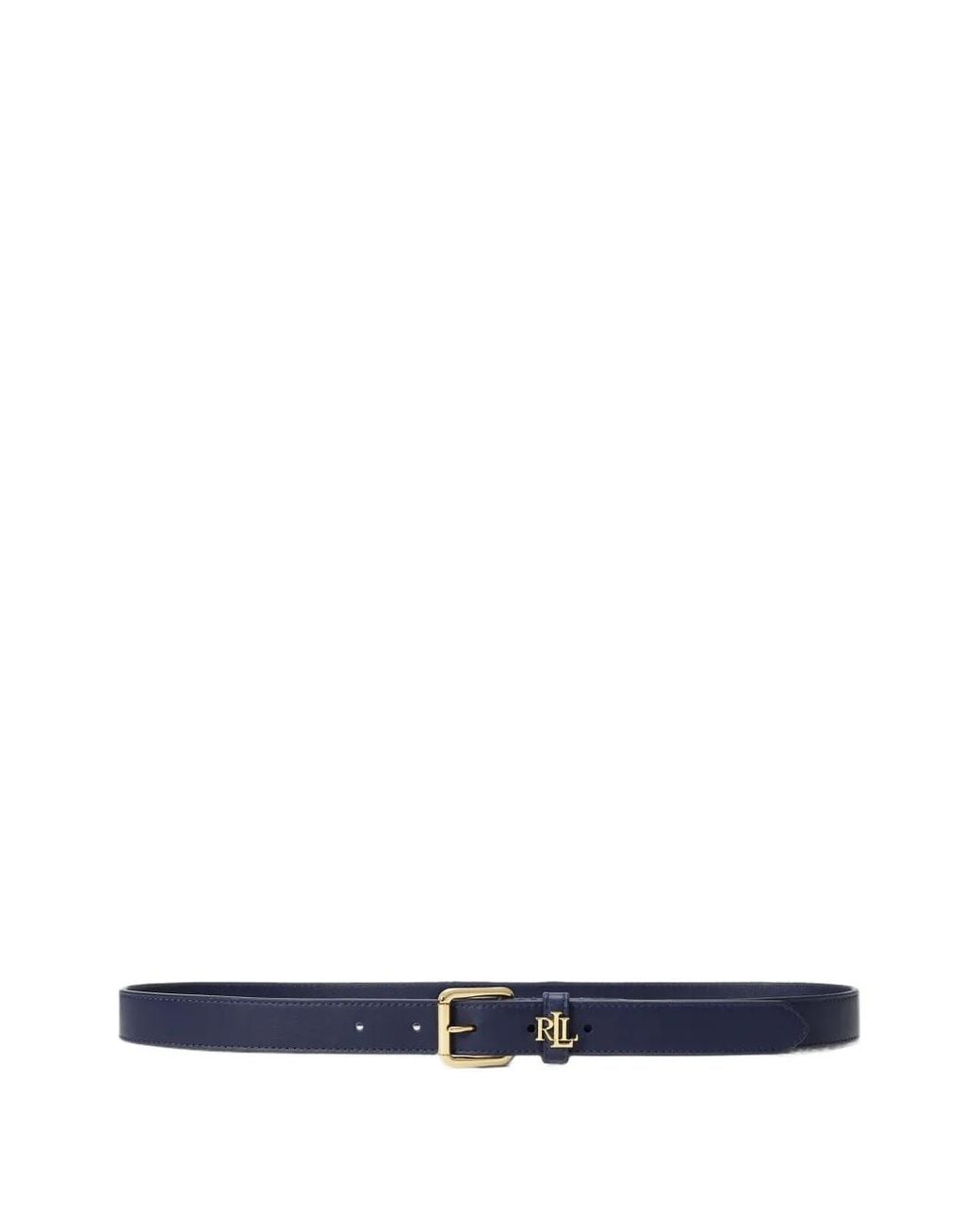 Ralph Lauren White Logo-Plaque Leather Belt