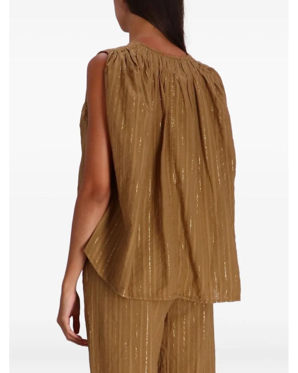 Blusa Iris A Rayas Metalizadas Devotion de color Brown