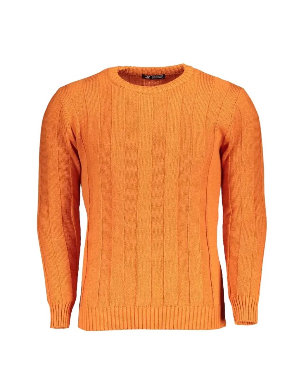 U.S. Grand Orange Ribbed-Knit Crew-Neck Sweater for men