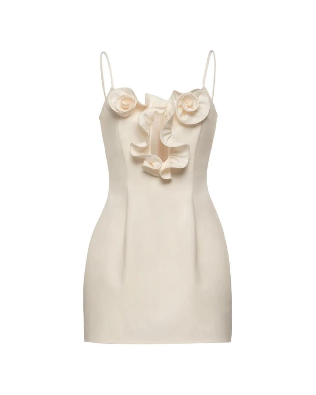Magda Butrym Natural Floral-Applique Cut-Out Mini Dress