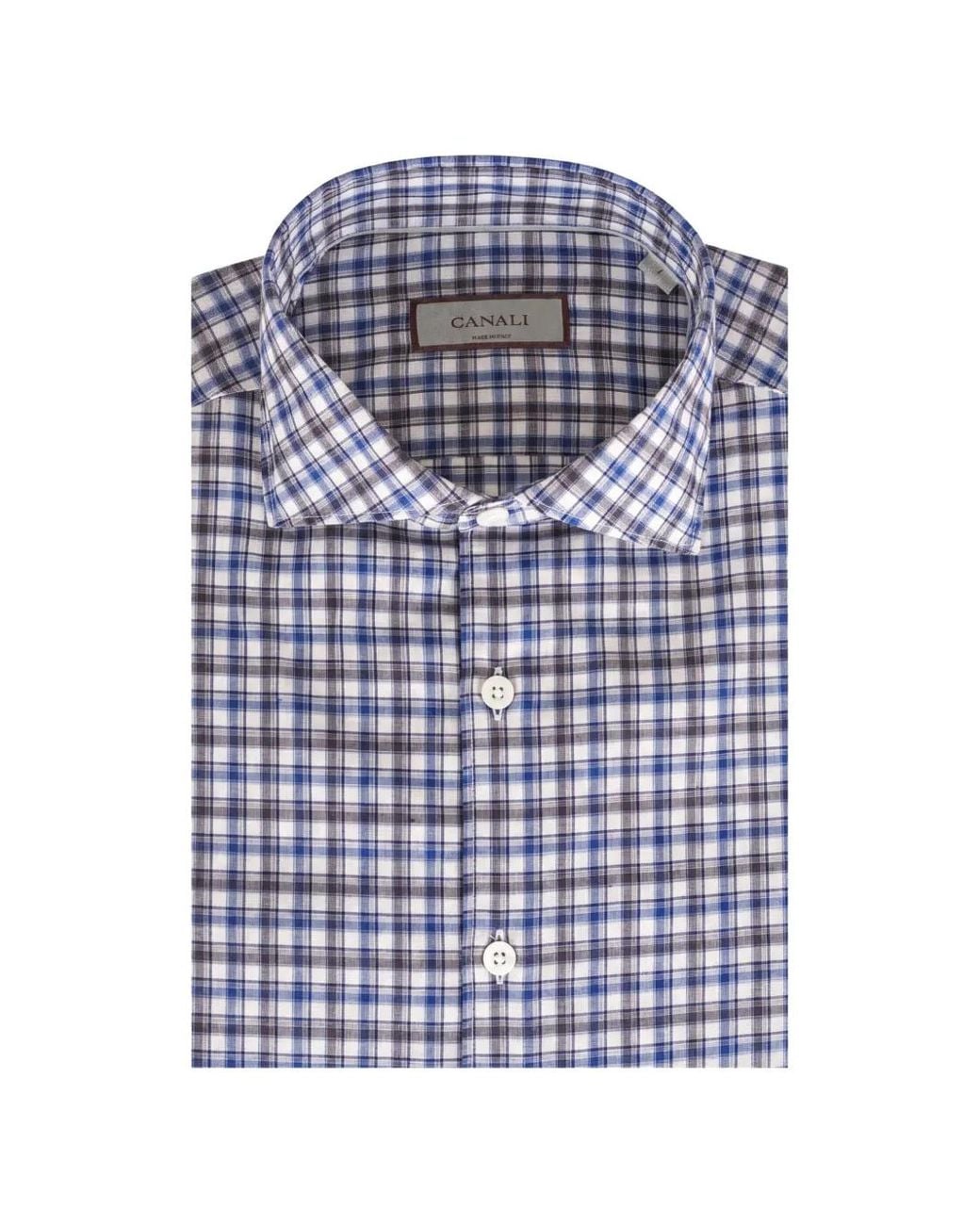 Canali Blue Check-Pattern Shirt for men