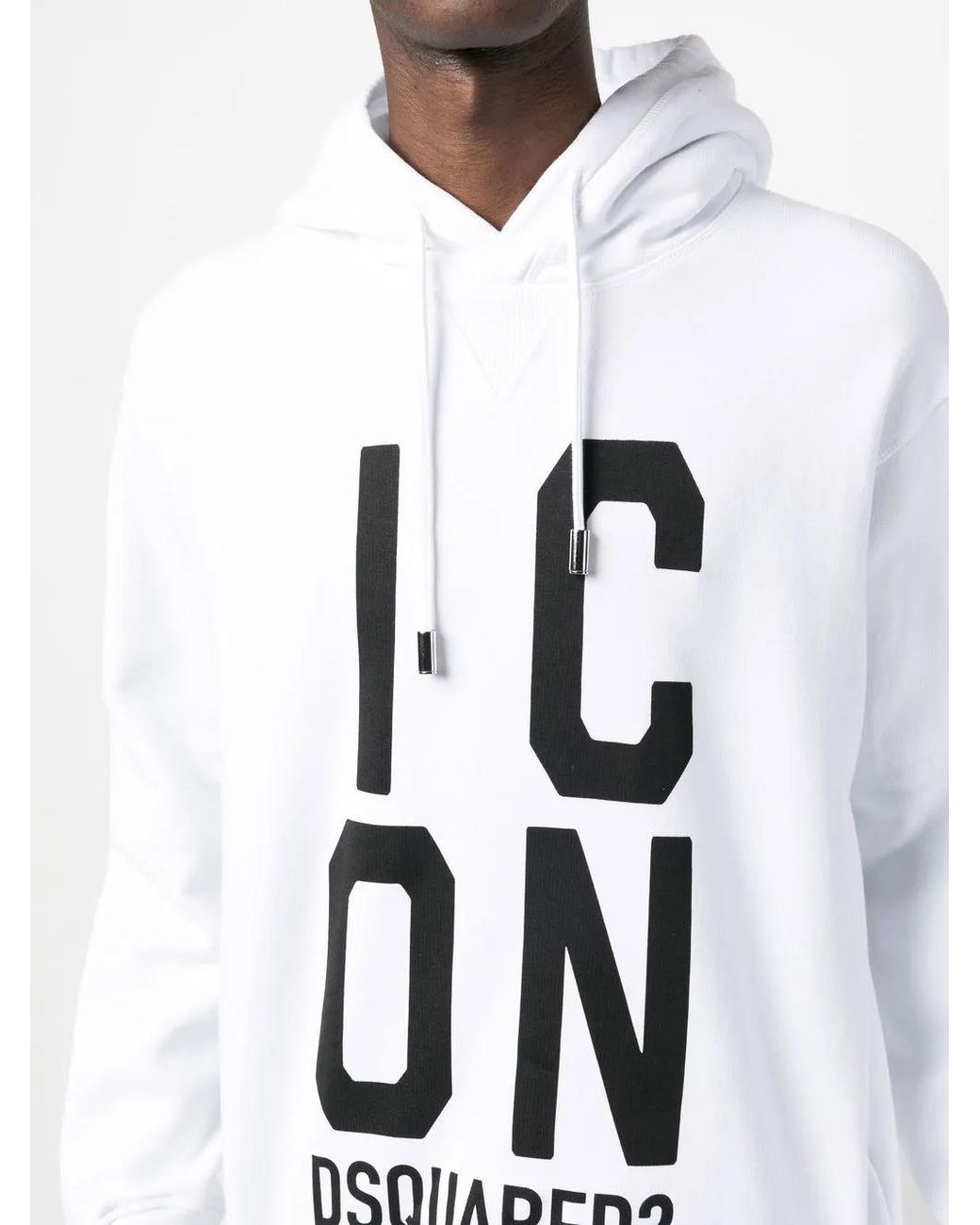 DSquared² White Icon-Print Cotton Hoodie for men