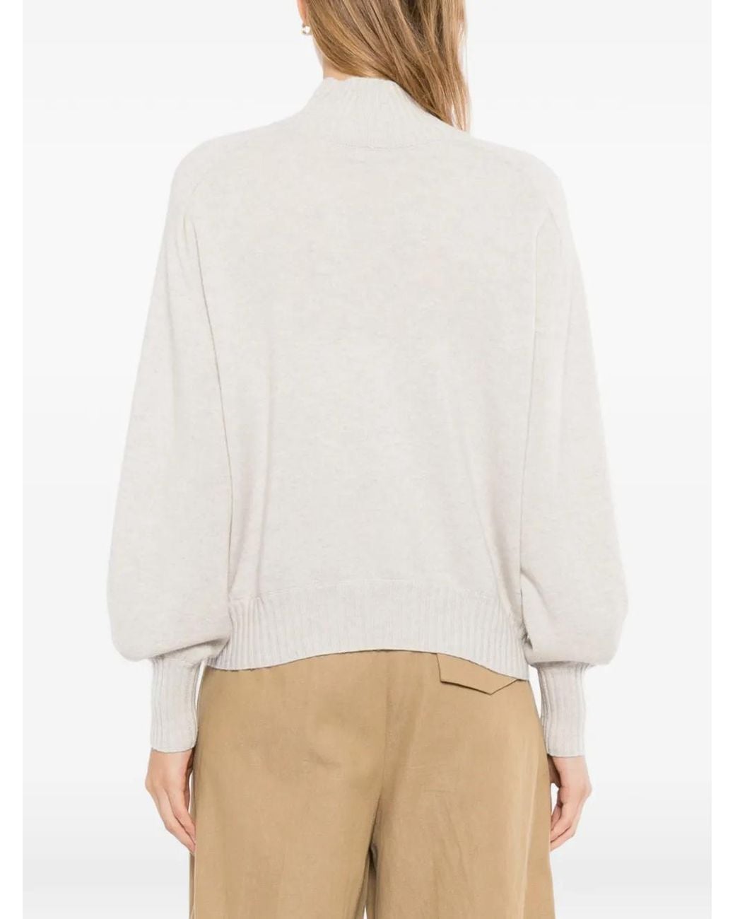 N.Peal Cashmere Natural Funnel-Neck Cashmere Sweater