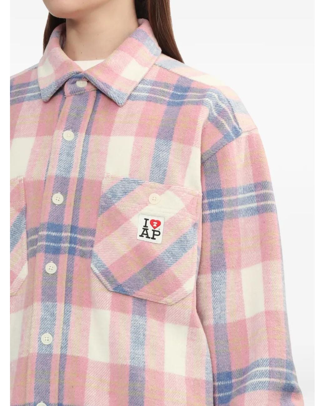 A Bathing Ape Pink Pocket Plaid Shirt