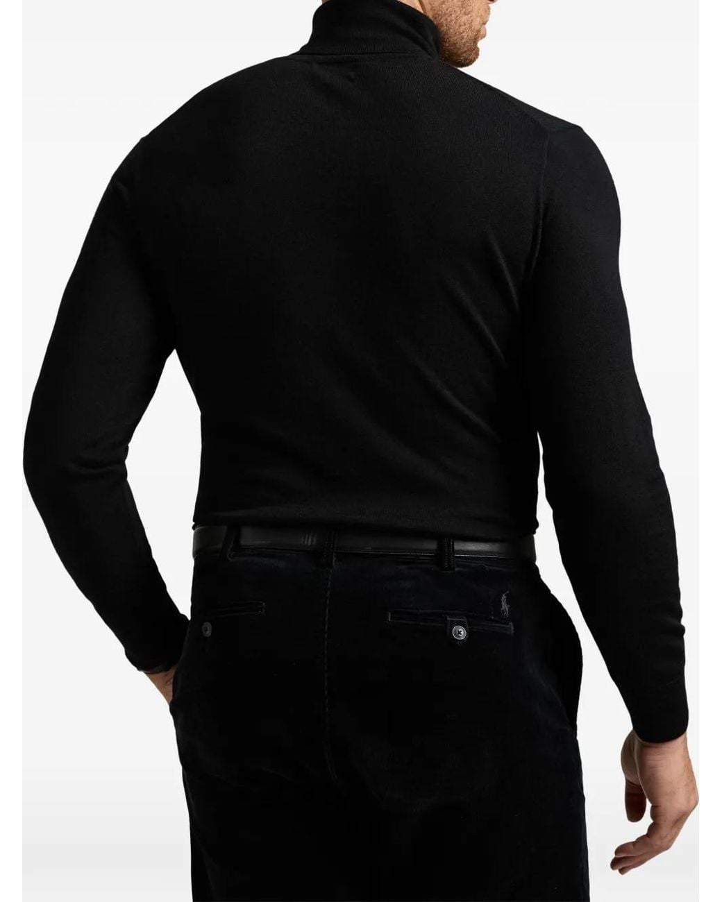 Polo Ralph Lauren Black Embroidered Pony Turtleneck Sweater for men