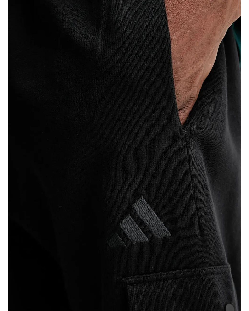 Adidas Black Logo-Embroidered Cargo Pants for men