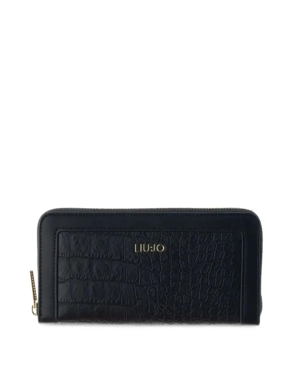 Liu Jo Black Croc-Effect Zip-Around Wallet