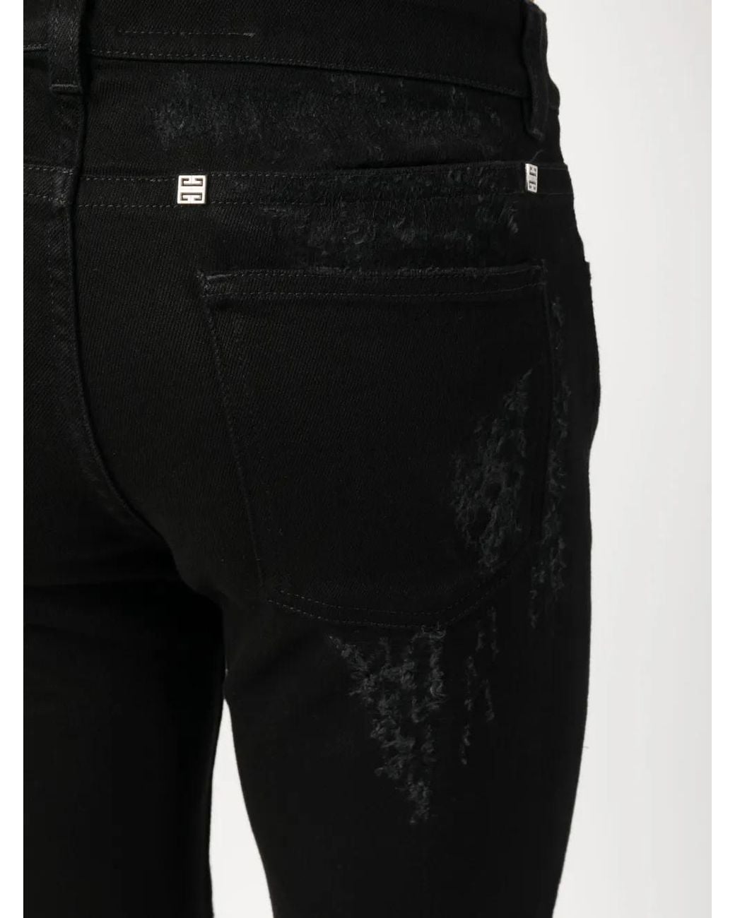Givenchy Black Slift Fit Jeans In Destroyed Denim for men