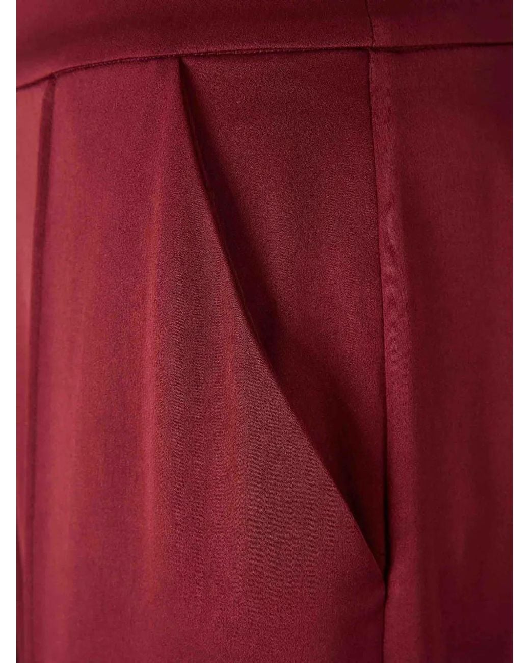 Jonathan Simkhai Red Pleated Wool Trousers