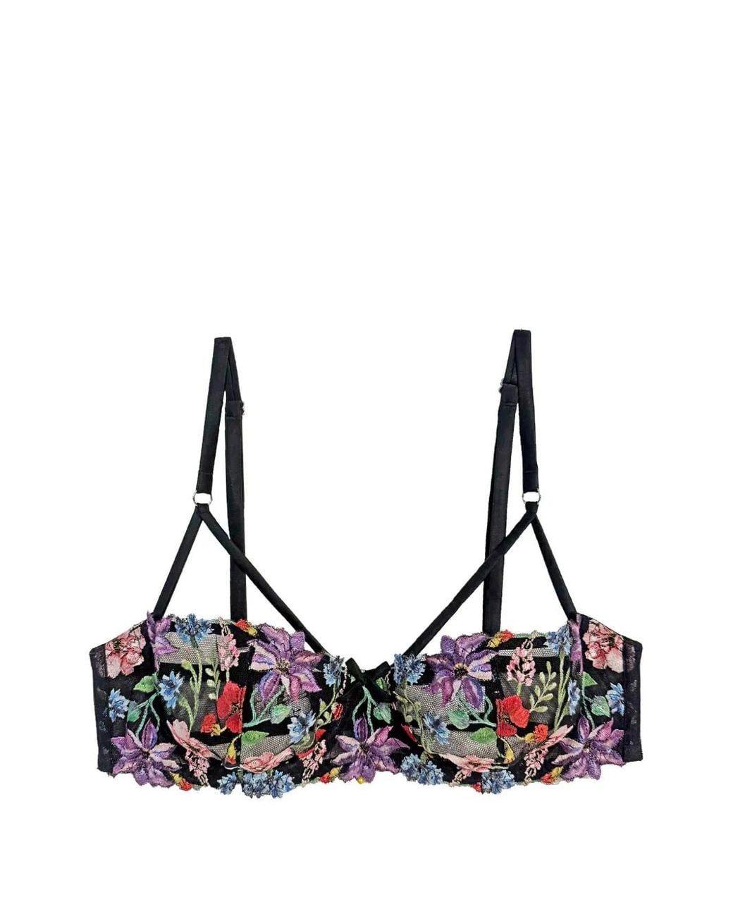 Fleur du Mal Black Wildfleur Floral Bra