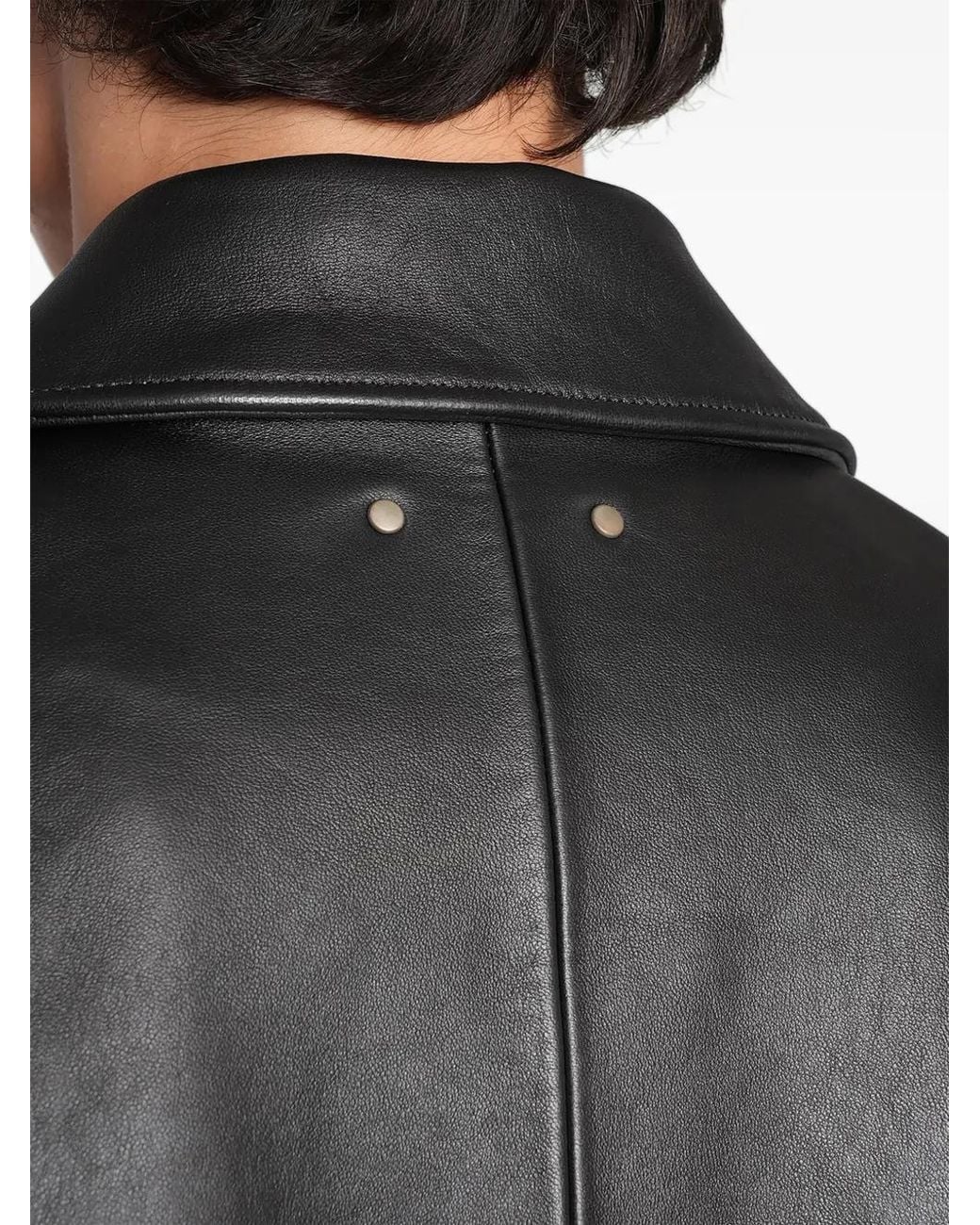 Ssstein Gray Collared Elasticated-Trim Leather Jacket for men