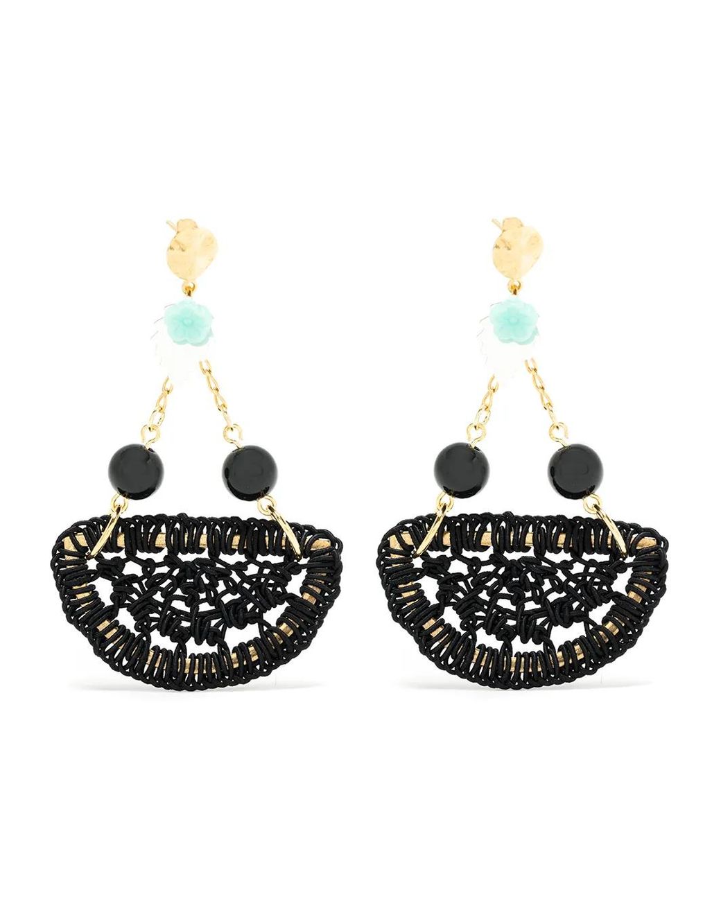 Amir Slama White Crochet Earrings