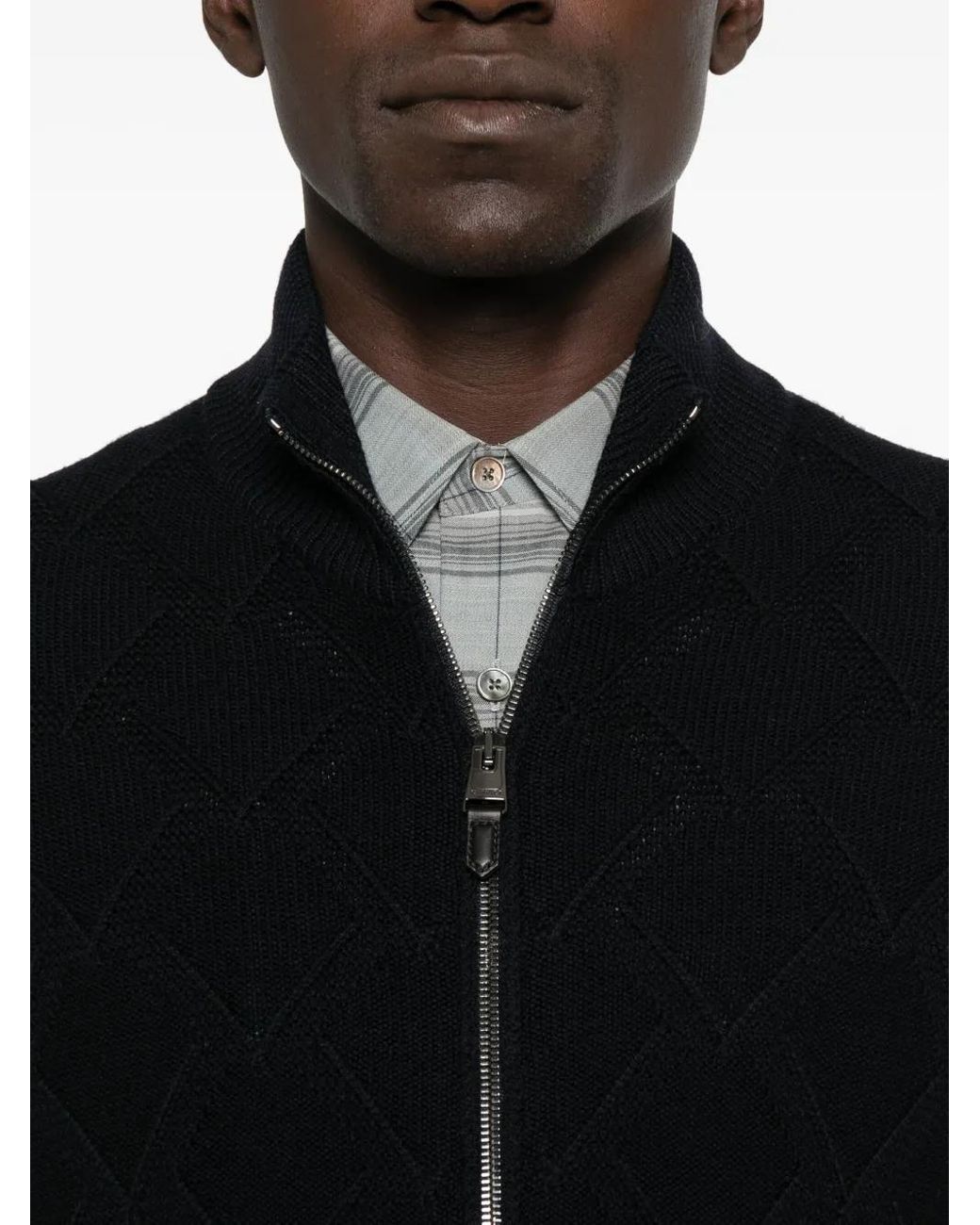 Canali Black Zip-Up Cardigan for men