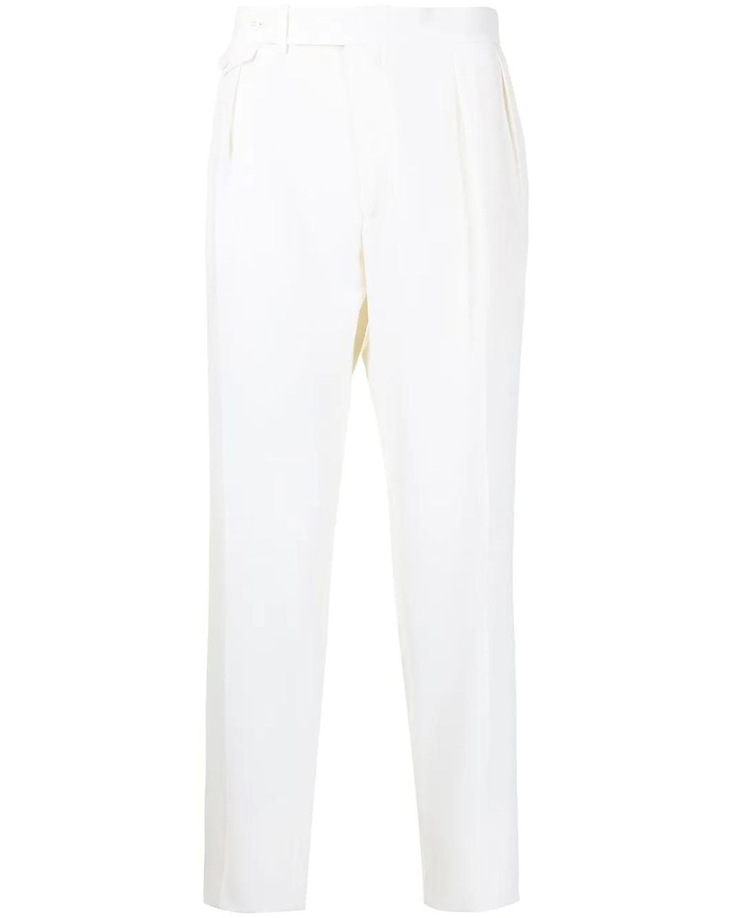 Polo Ralph Lauren White Double-Pleat High-Waisted Trousers for men