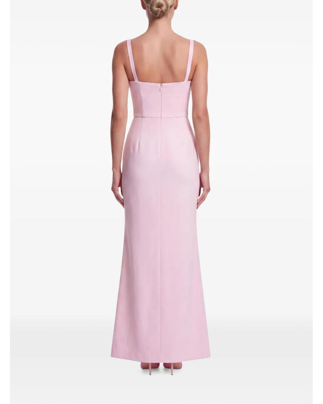 POST MERIDIEM Pink Gathered-Bodice Maxi Dress
