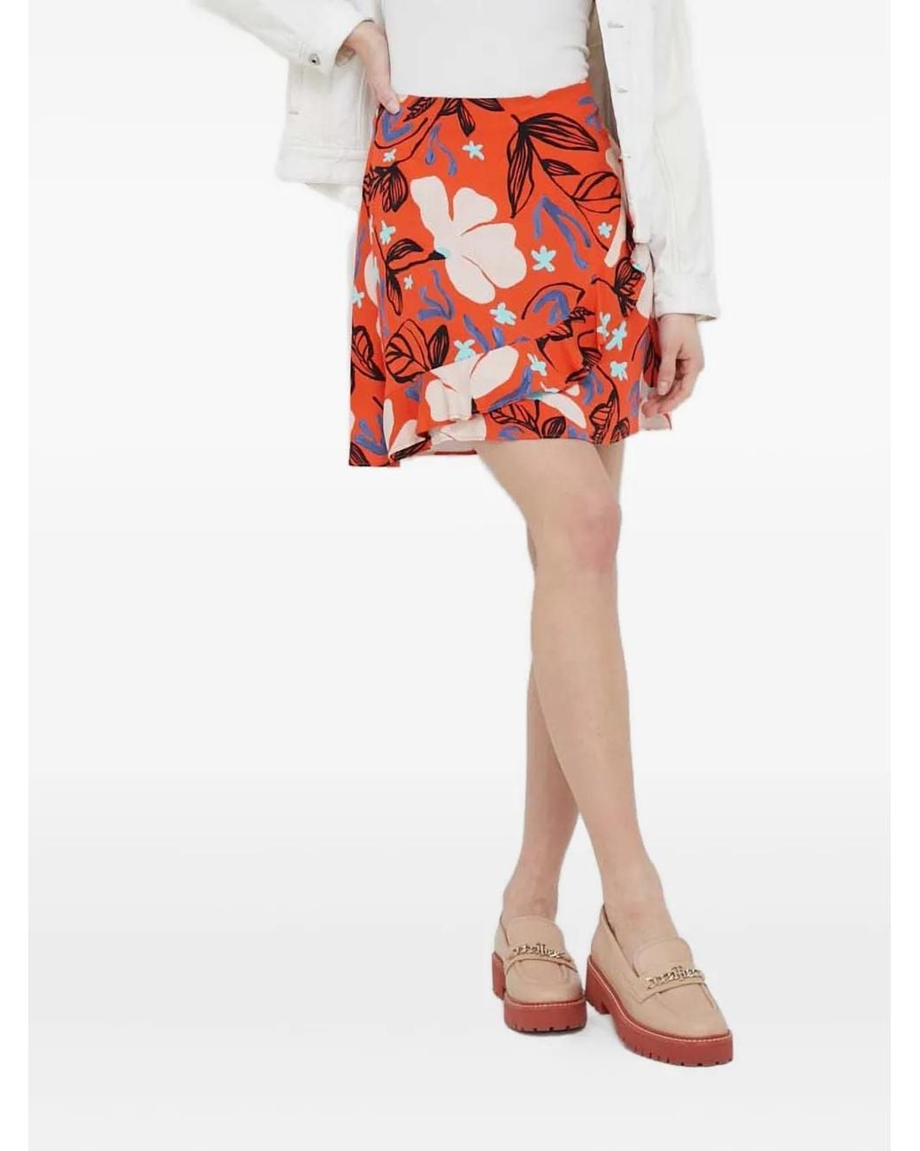 Paul Smith Red Ruffled Floral Mini Skirt
