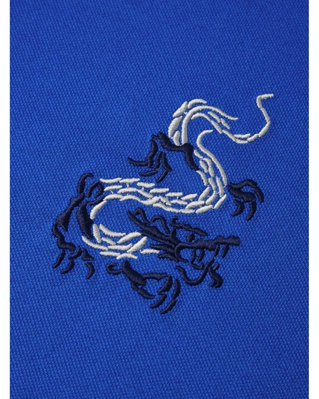 Shanghai Tang Blue Polo Tang Dragon En Coton for men