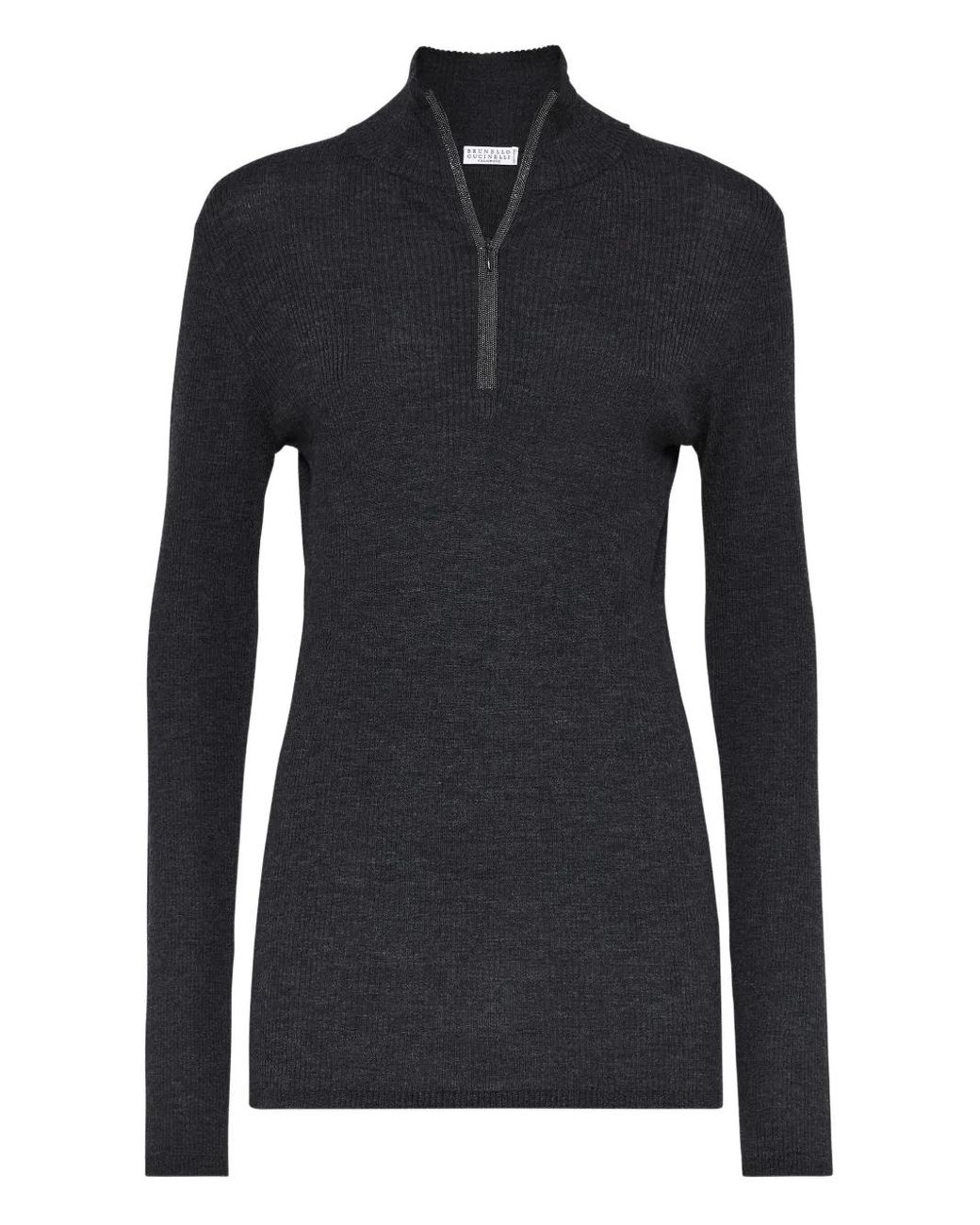 Brunello Cucinelli Black Ribbed-Knit Turtleneck Sweater