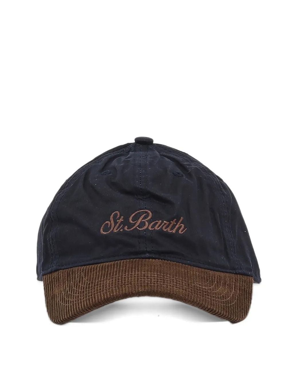 Mc2 Saint Barth Blue Baseball Waxed Corduroy Cap With Logo Embroidery for men