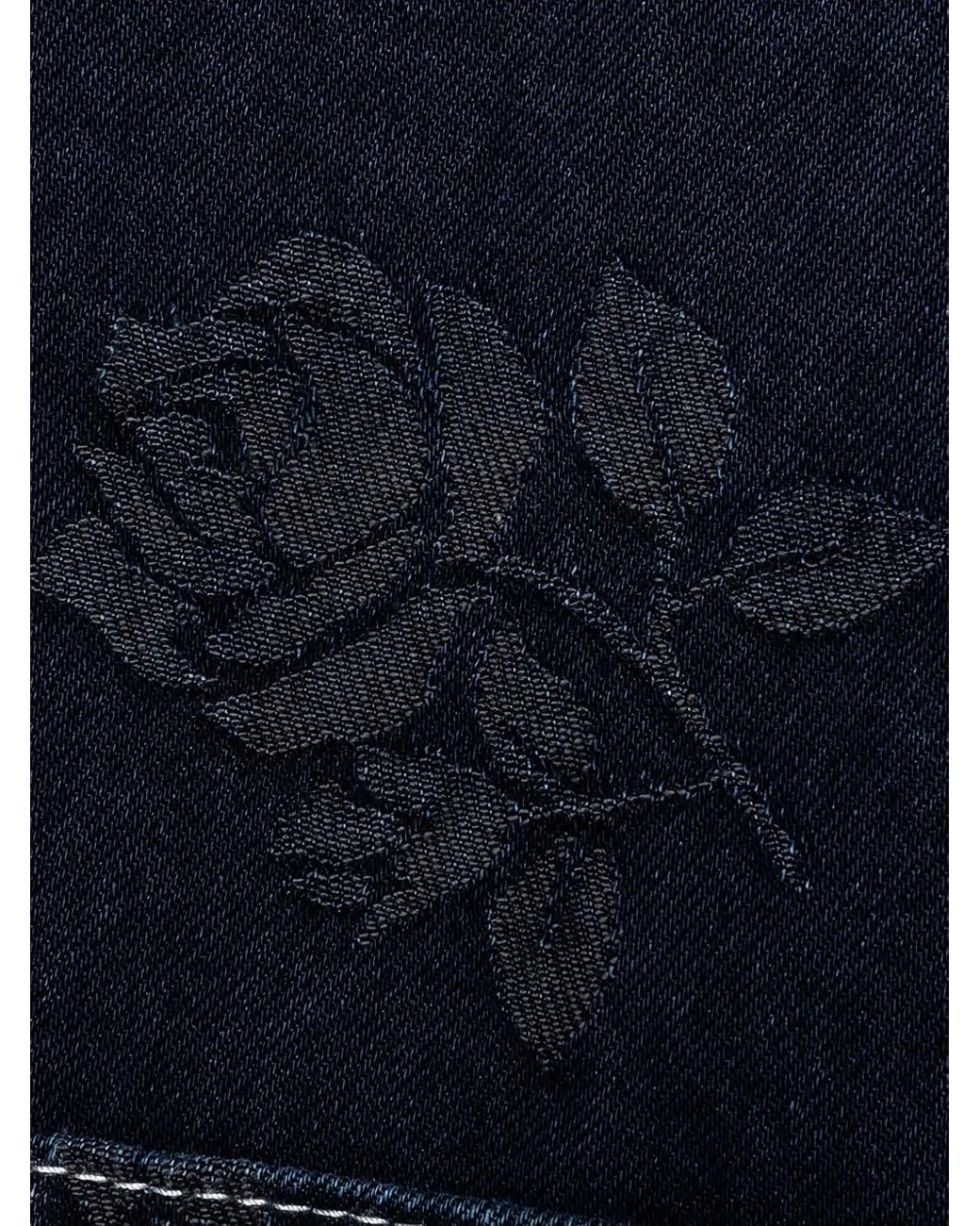 Needles Blue Rose-Embroidered Denim Jacket for men