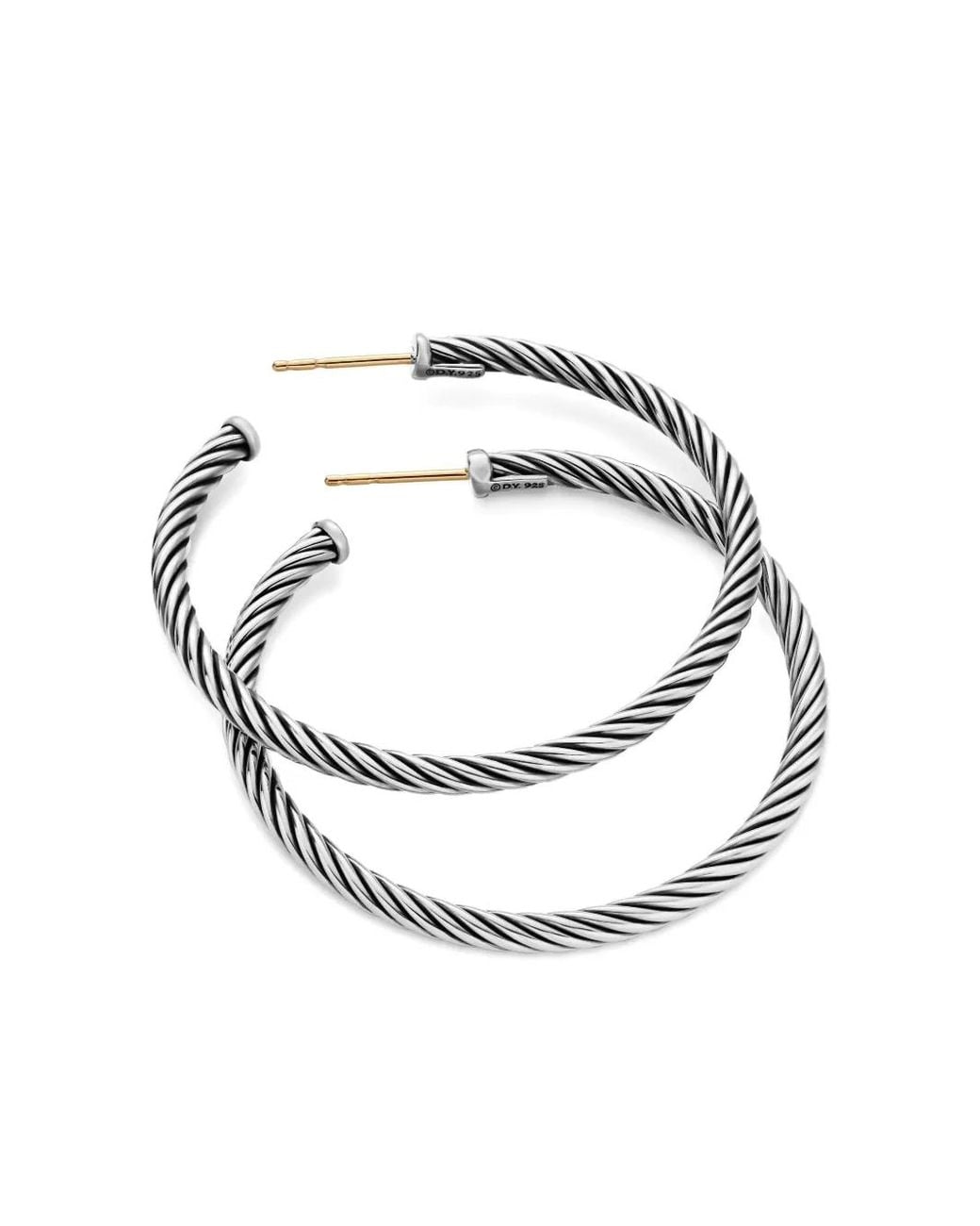 David Yurman Metallic Sterling Cable Hoop Earrings