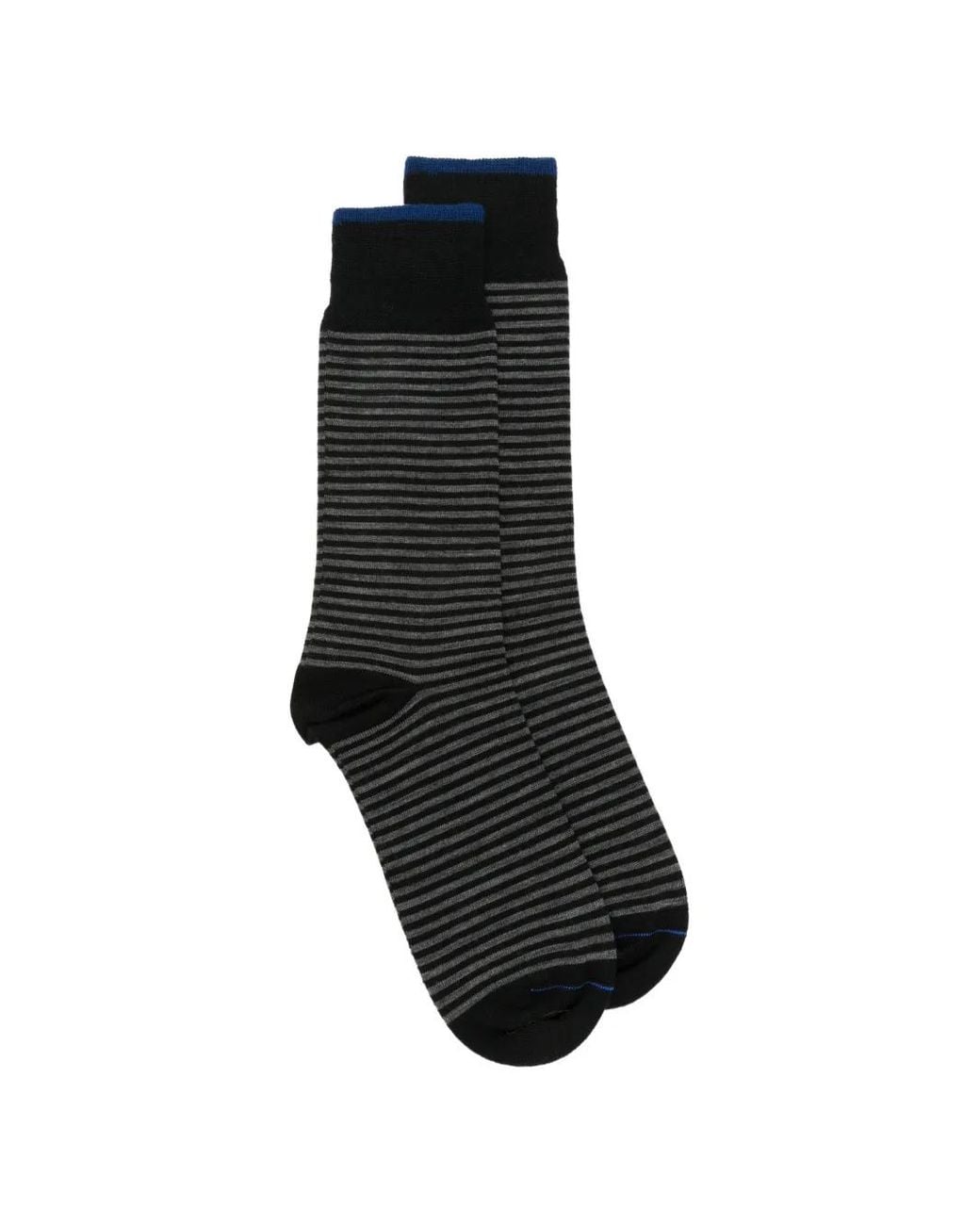 ANT45 Black Thin Short Striped-Knit Socks for men