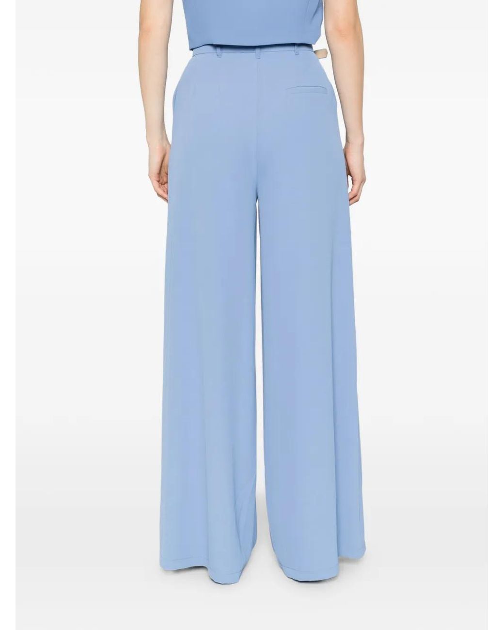 Imperial Blue Pantalon Plissé À Taille Ceinturée