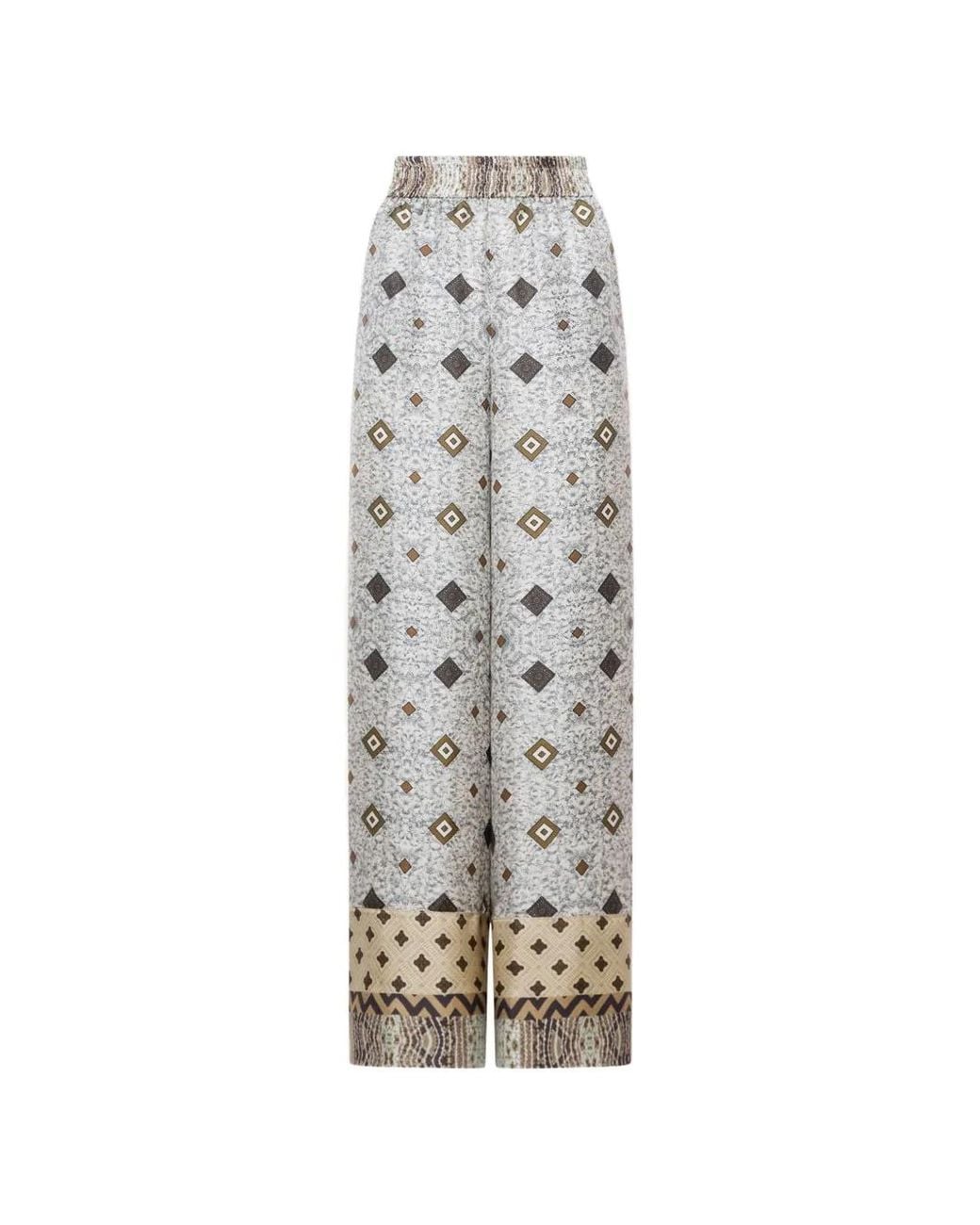 Pierre Louis Mascia White Aloe Geometric-Print Palazzo Pants