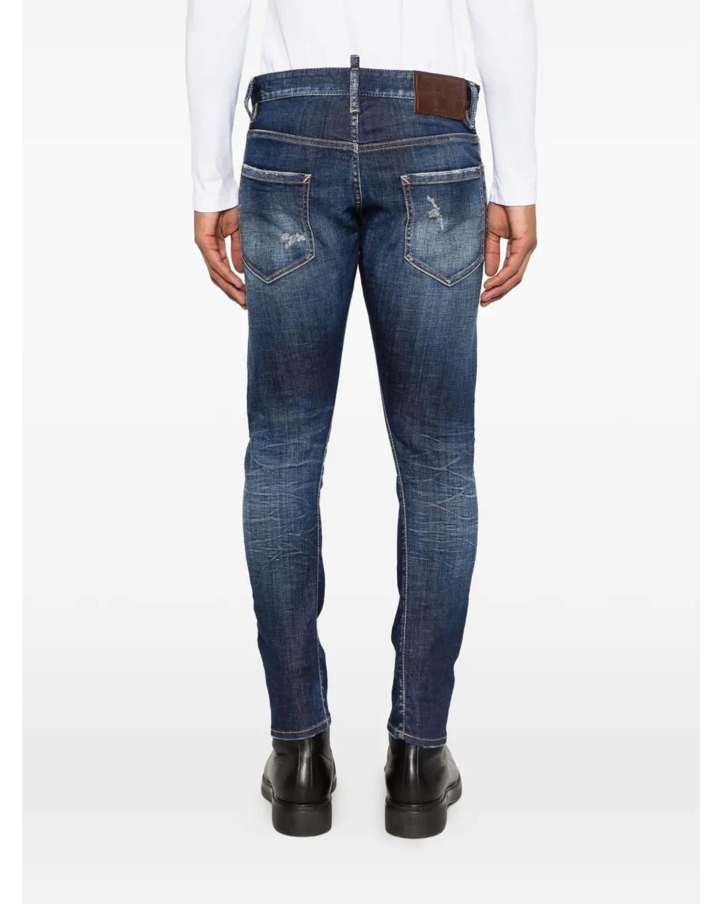 Vaqueros Con Parche Del Logo Y Trabillas DSquared² de hombre de color Blue