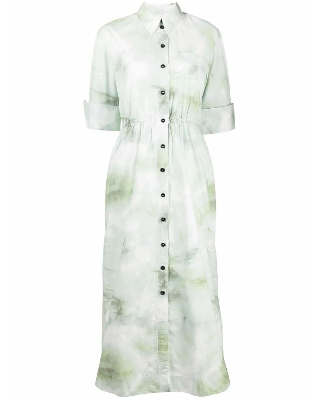 Ganni White Tie Dye-Print Midi Shirtdress