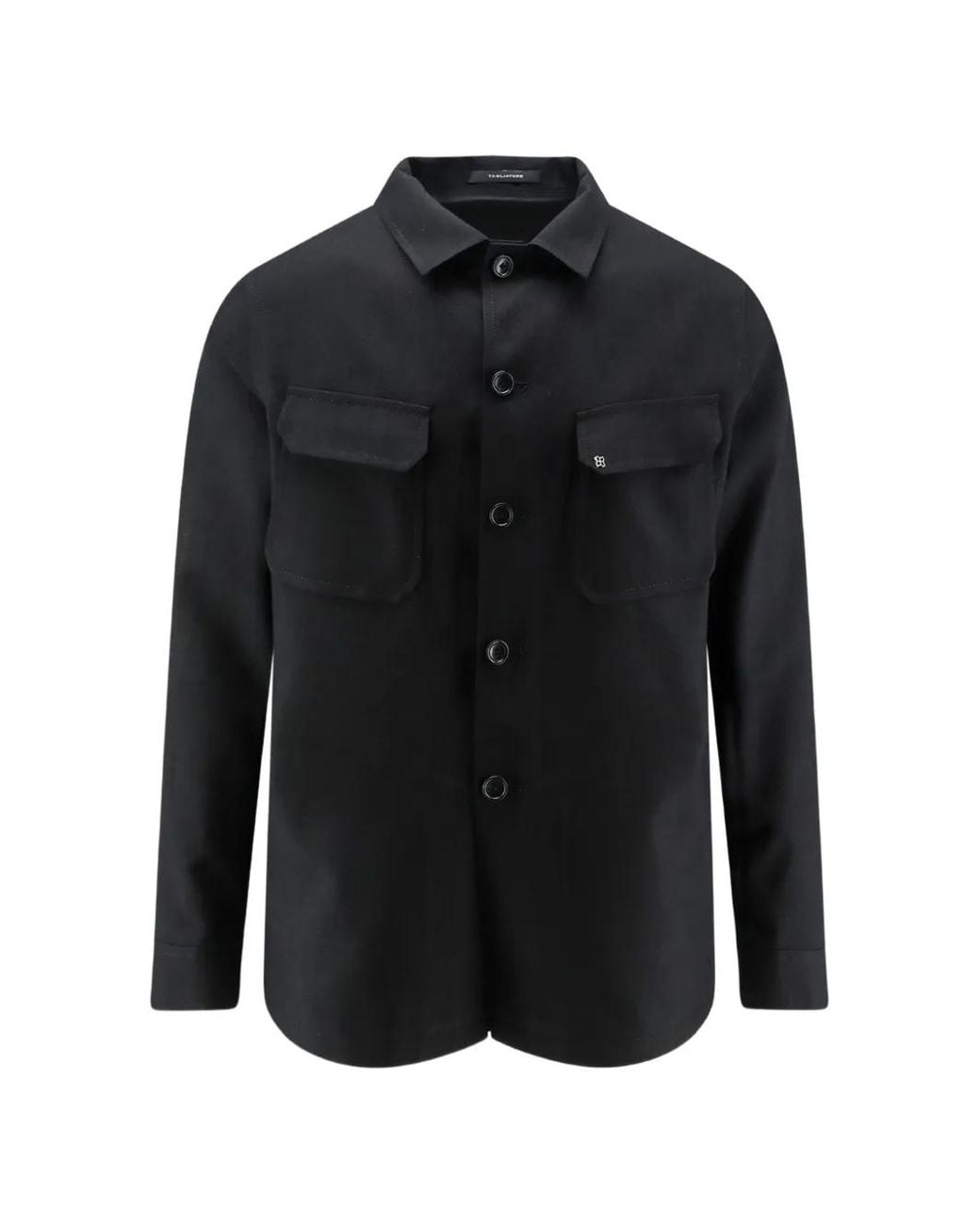 Tagliatore Black Button-Front Overshirt for men