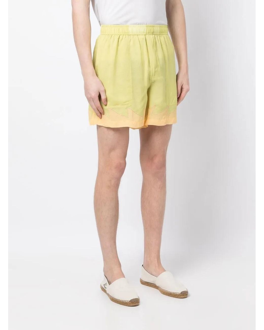Bode Yellow Above-Knee Silk Shorts for men