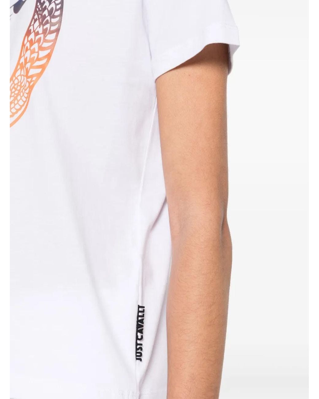 Just Cavalli White Logo-Print Cotton T-Shirt