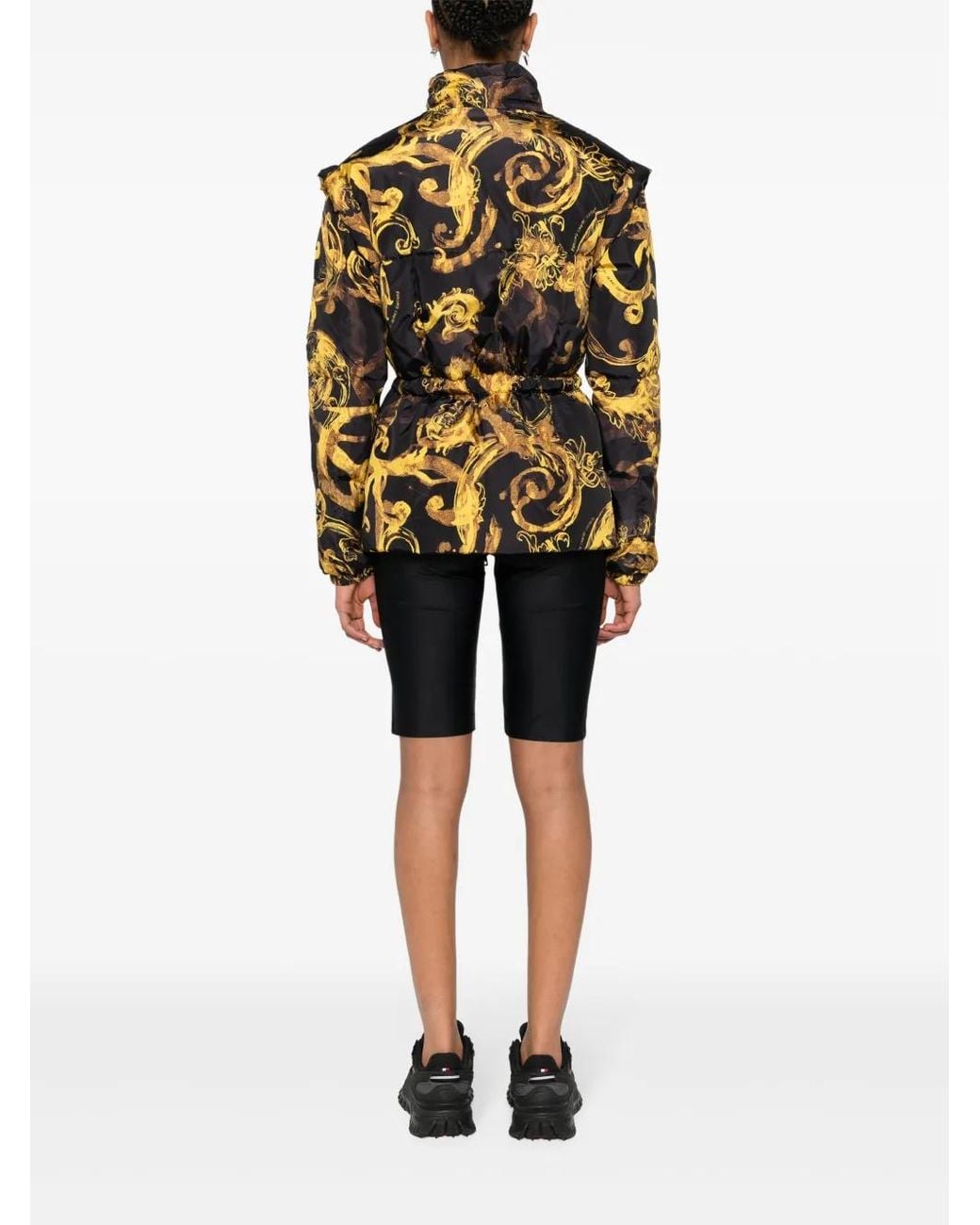 Versace Jeans Couture Black Barocco-Print Down Jacket
