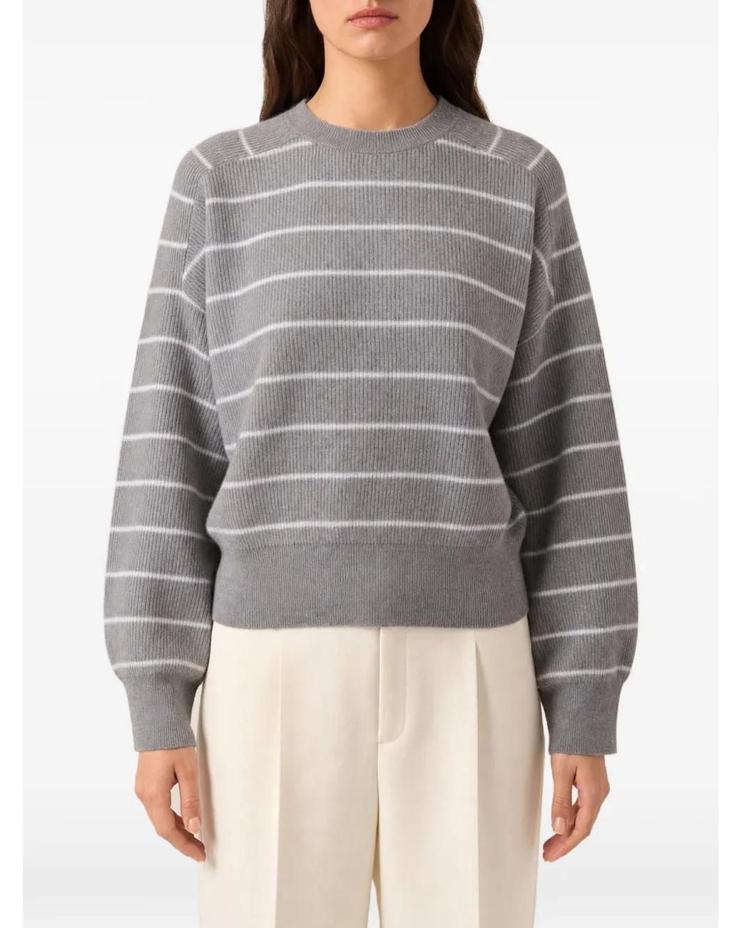 Pull Rayé Brunello Cucinelli en coloris Gray