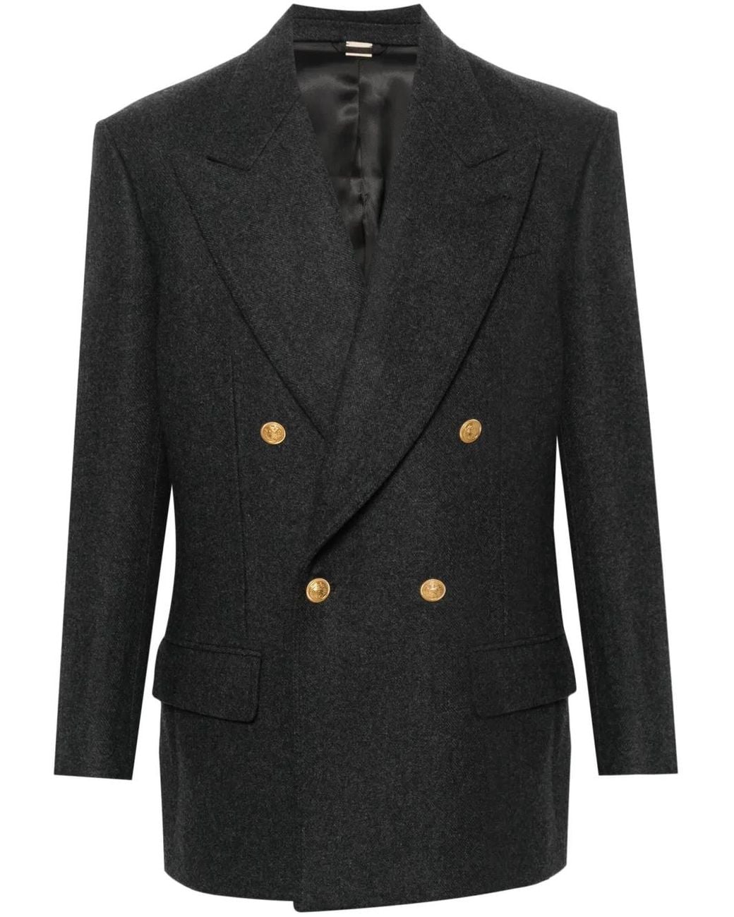 Gucci Gray Wool Double-breasted Jacket for men